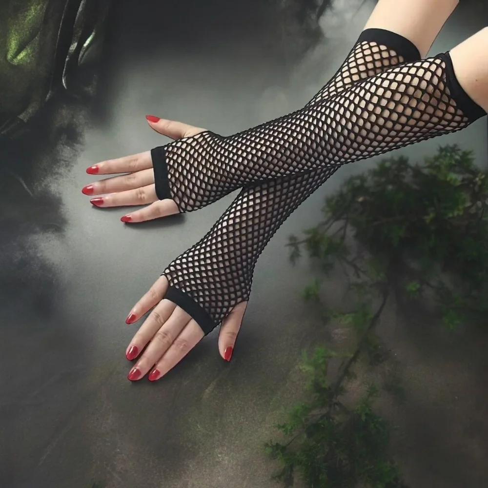 All-season‎ Trendy Fingerless Fishnet Lace Gloves One Size